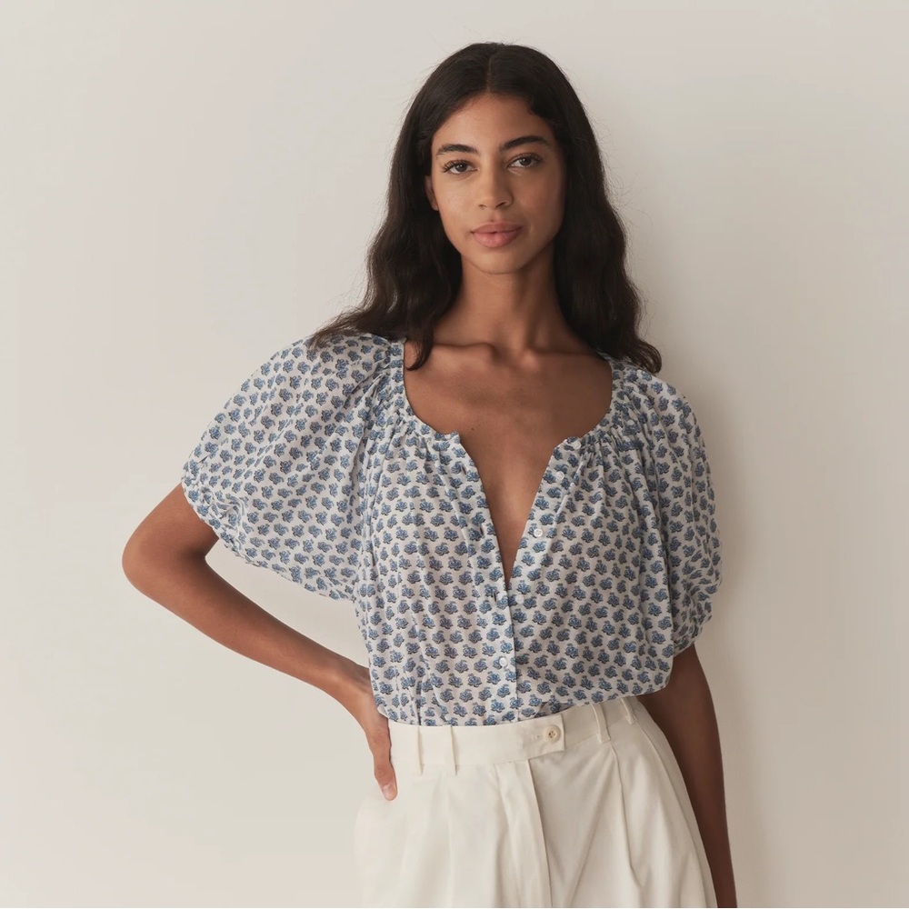 Doen Blue Floral Women's Blouse